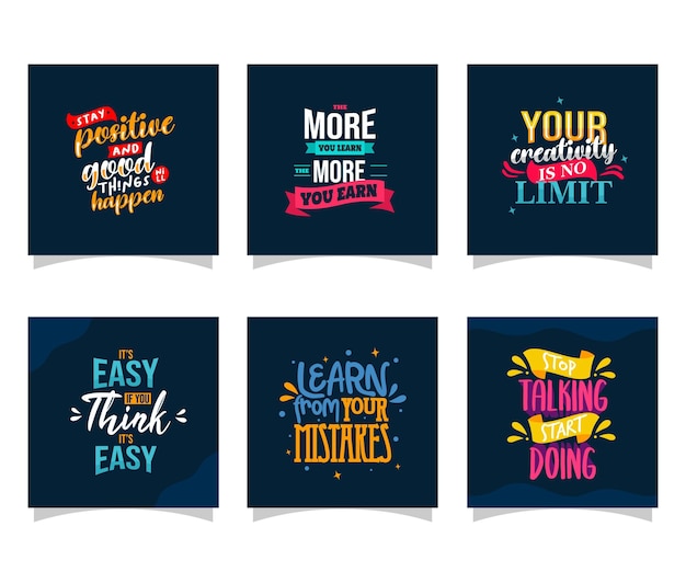 Conjunto de frases motivacionales vector gratuito