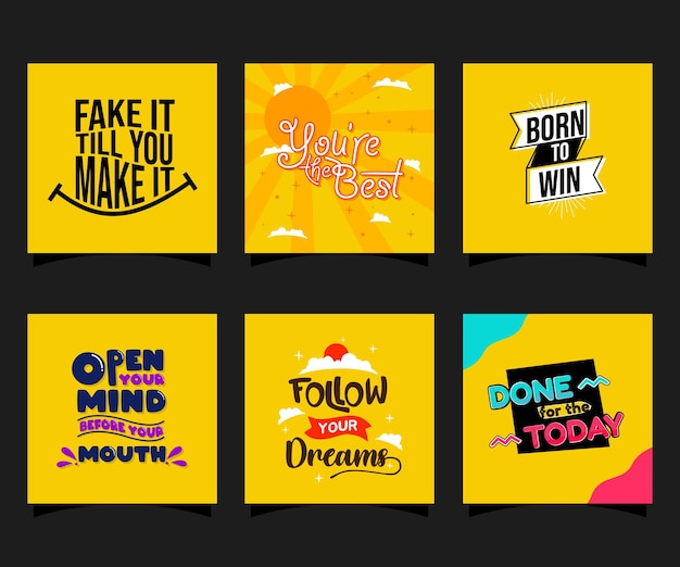 Conjunto de frases motivacionales vector gratuito
