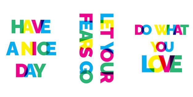 Un conjunto de frases motivadoras y de apoyo Estilo risografía Layering