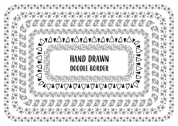 conjunto de frontera de doodle dibujado a mano