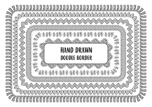 conjunto de frontera de doodle dibujado a mano