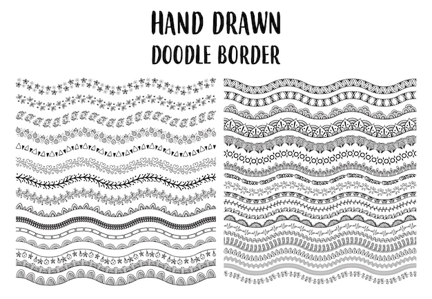 conjunto de frontera de doodle dibujado a mano