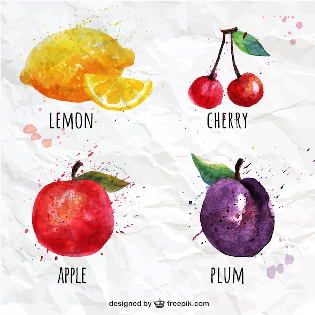 Conjunto de frutas acuarela