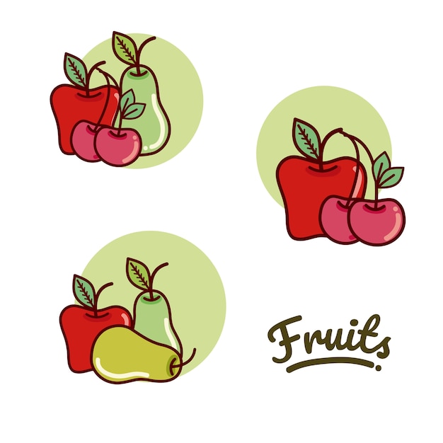 Conjunto de frutas dibujos animados
