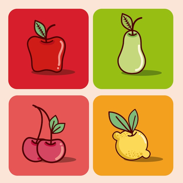 Conjunto de frutas dibujos animados