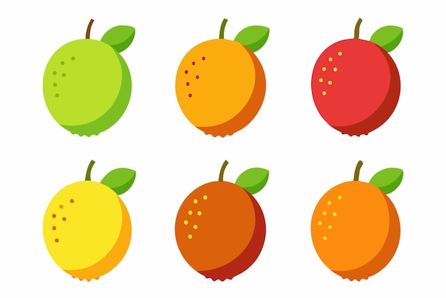 un conjunto de frutas con diferentes colores y un fondo colorido