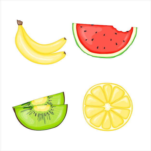 Conjunto de frutas jugosas