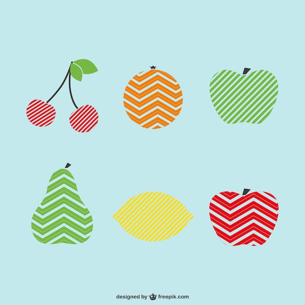 Vector conjunto de frutas con líneas