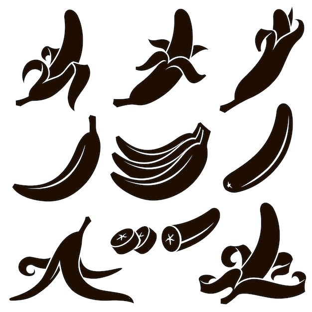Conjunto de frutas de plátano