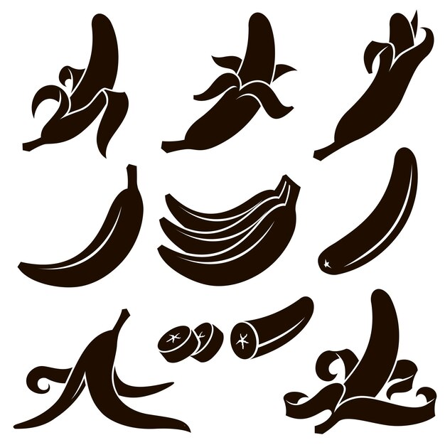 conjunto de frutas de plátano