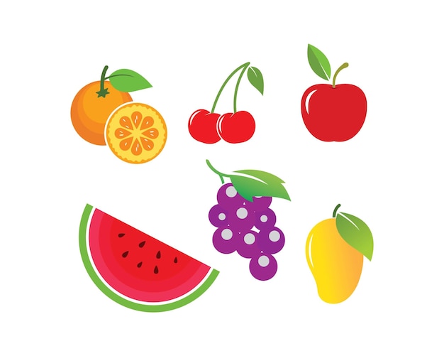 Conjunto de frutas vectoricon ilustración plantilla de diseño