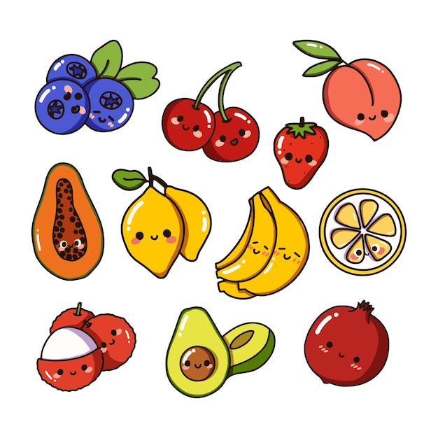 conjunto de frutas y verduras