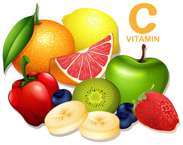 Un conjunto de frutas con vitamina C