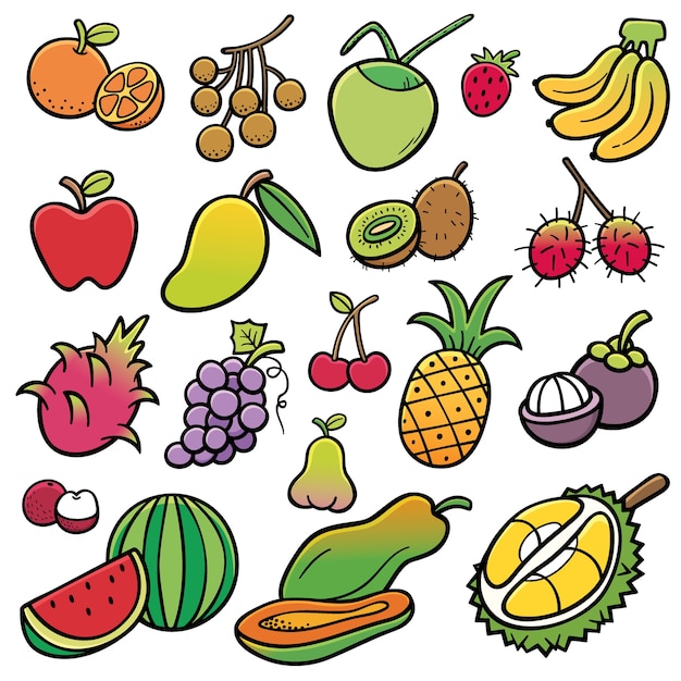 Vector conjunto de frutas