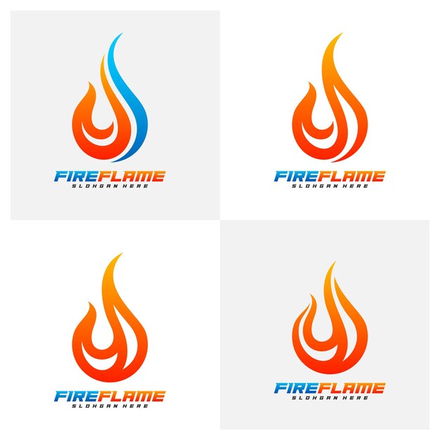 Conjunto de fuego Logo Plantilla Diseño Vector Emblema Diseño creativo Icono símbolo