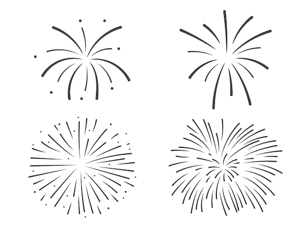 Conjunto de fuegos artificiales con chispas ilustraciones abstractas de fuego artificial