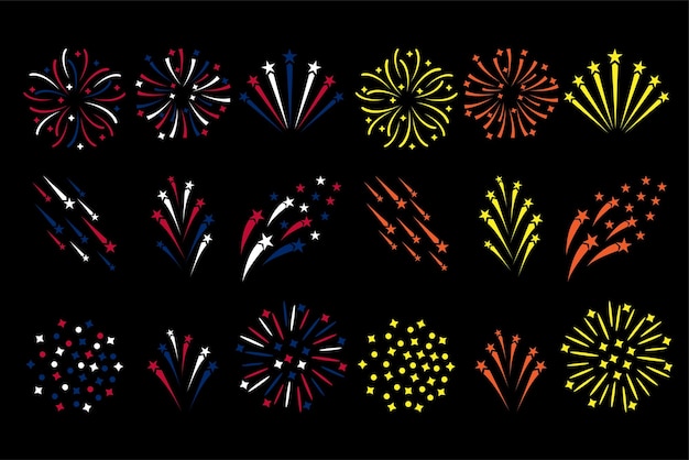 Vector conjunto de fuegos artificiales