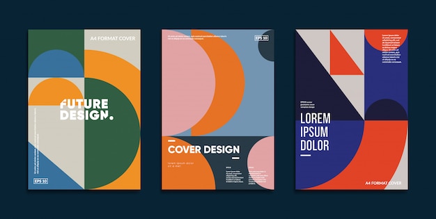 Vector conjunto de fundas de diseño bauhaus.