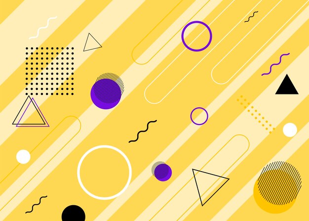 Conjunto de fundas de estilo moderno de memphis. El fondo geométrico colorido se puede utilizar como diseño de folletos, volantes, banners web, carteles publicitarios, revistas, portadas planas para web. Illustartion del vector.