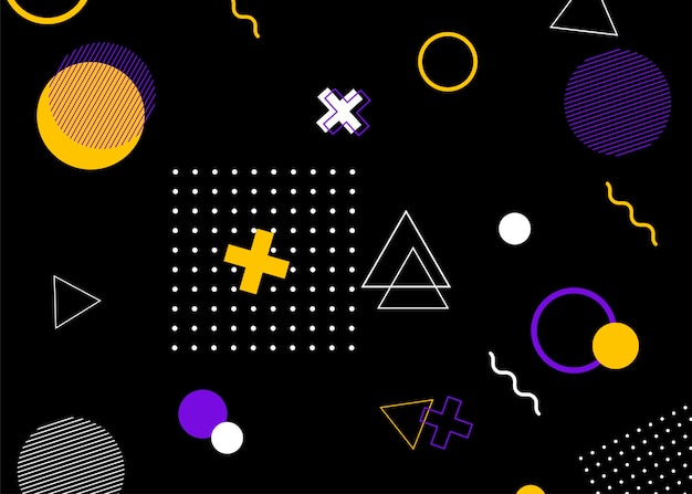 Conjunto de fundas de estilo moderno de memphis. El fondo geométrico colorido se puede utilizar como diseño de folletos, volantes, banners web, carteles publicitarios, revistas, portadas planas para web. Illustartion del vector.