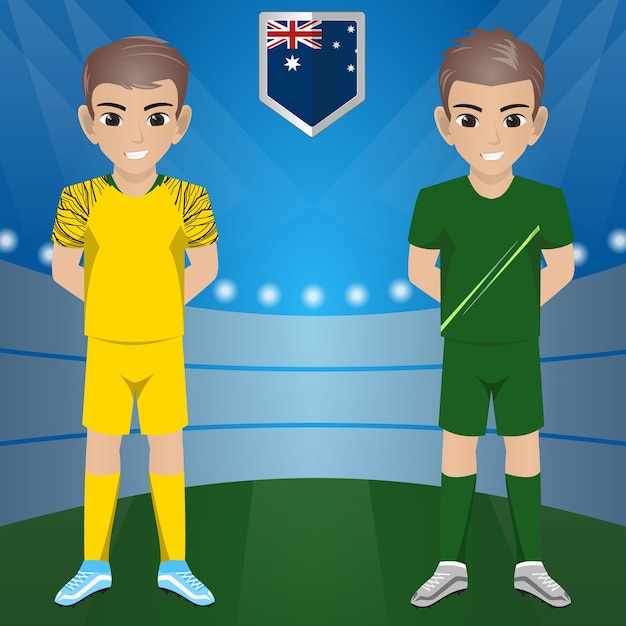 Vector conjunto de fútbol / fútbol partidario / fans del equipo nacional de australia