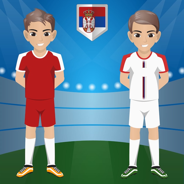 Vector conjunto de fútbol / fútbol partidario / fans del equipo nacional serbia