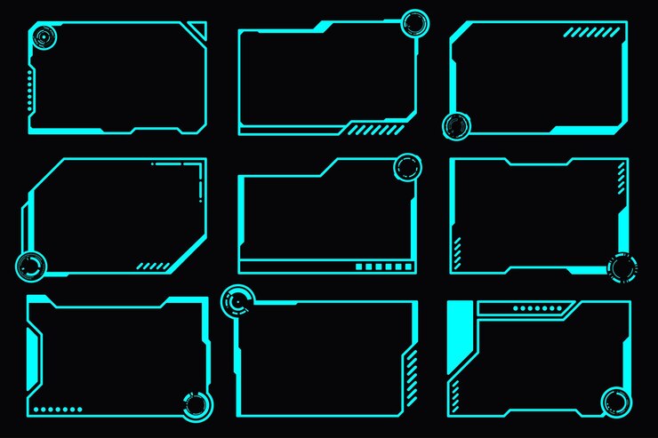 Vector conjunto futurista marco de alta tecnología elemento de diseño de estilo cyberpunk tecnología diseño hud scifi