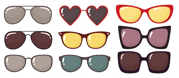 Conjunto de gafas de sol de moda.