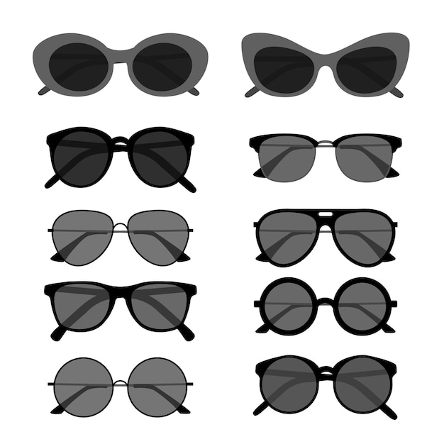 Un conjunto de gafas de sol en negro retro y moderno