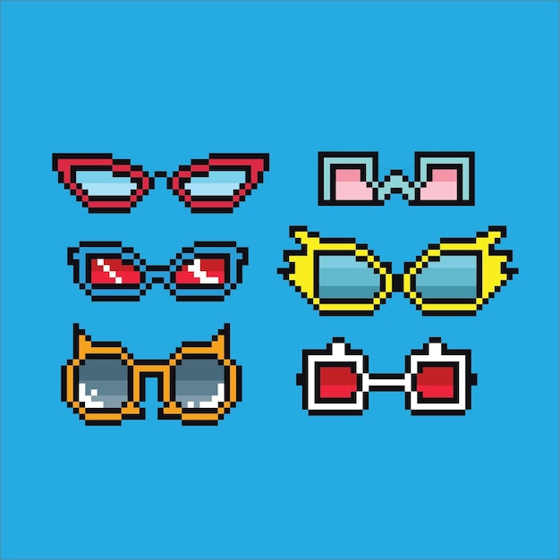 Conjunto de gafas vectoriales de pixel art