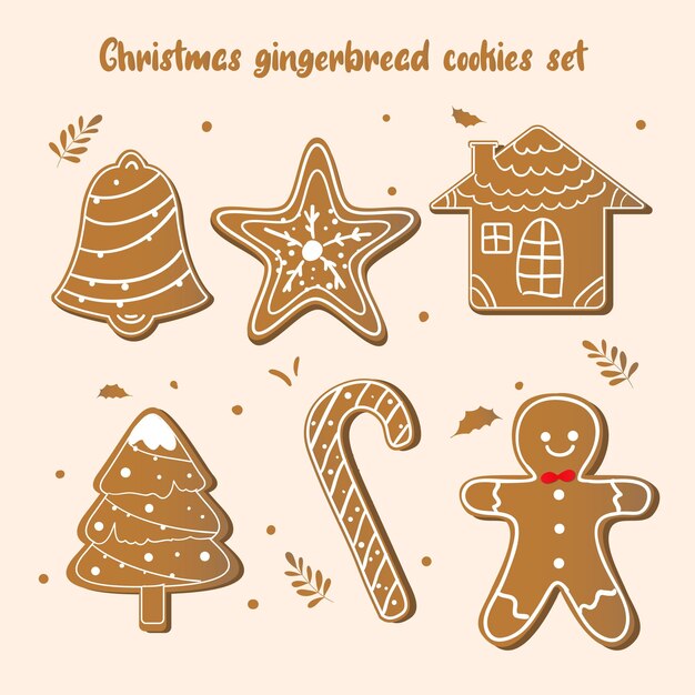 conjunto de galletas de jengibre de navidad vector