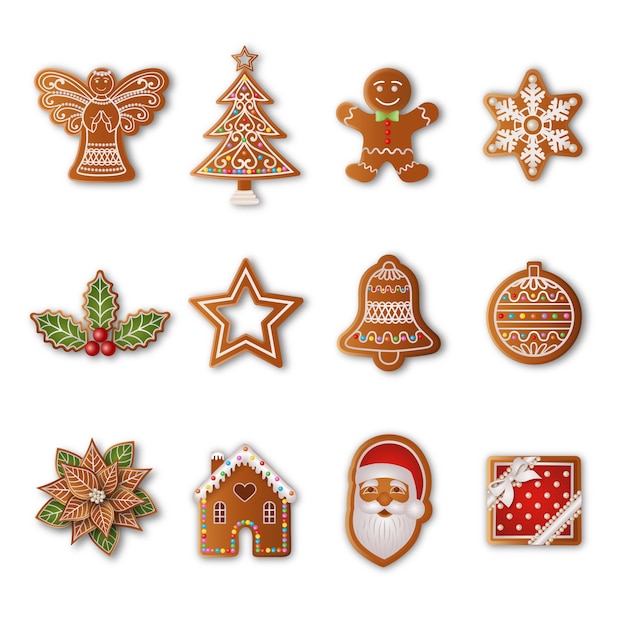 Vector conjunto de galletas de jengibre de navidad