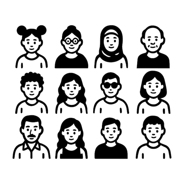 Conjunto de garabates Gente de diferentes nacionalidades y culturas Ilustración vectorial de mano libre aislada