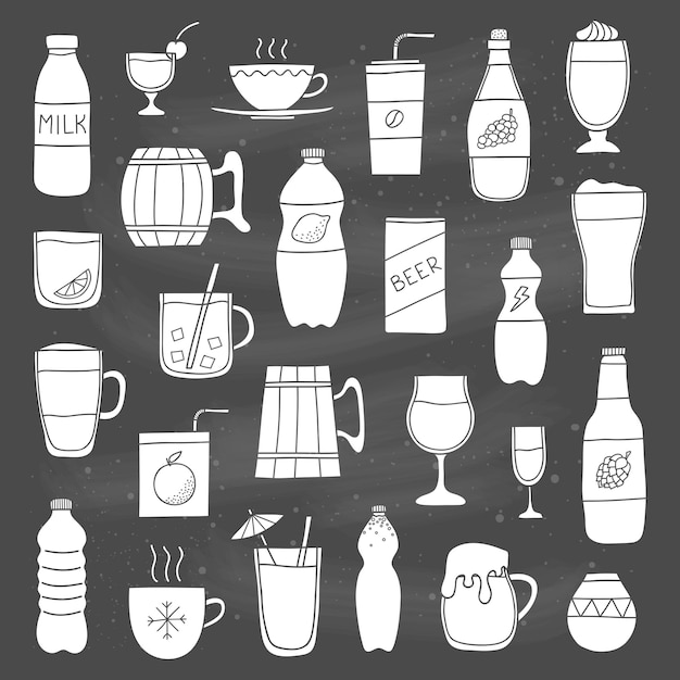 conjunto, de, garabato, bebidas