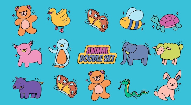 Conjunto de garabatos de animales