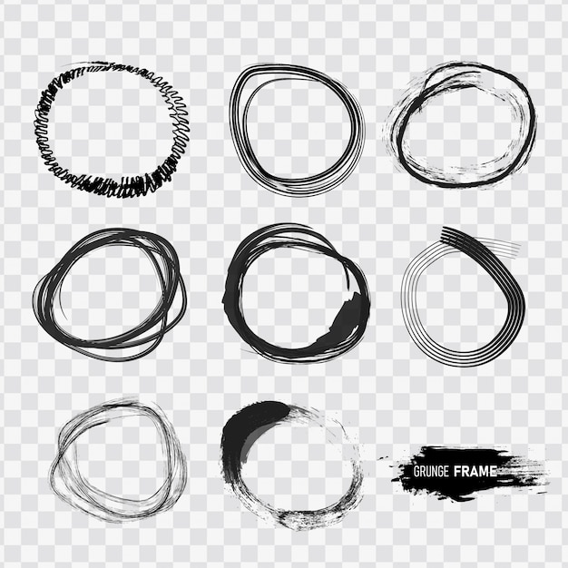 Conjunto de garabatos circulares dibujados a mano.