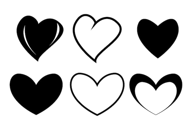 Conjunto de garabatos de corazón. Colección de corazones dibujados a mano. Romance y amor ilustraciones.amor vector libre dow