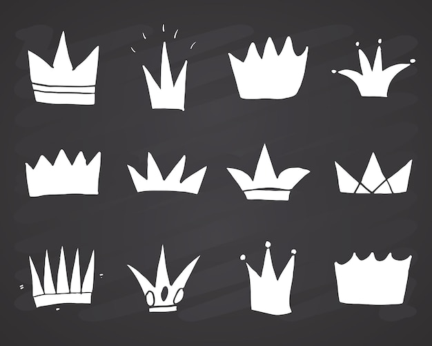 Conjunto de garabatos de coronas colección de símbolos reales Ilustración vectorial