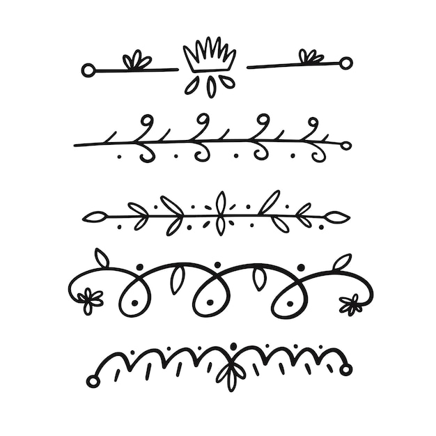 Un conjunto de garabatos dibujados a mano de bordes decorativos. ilustración vectorial ilustración de stock