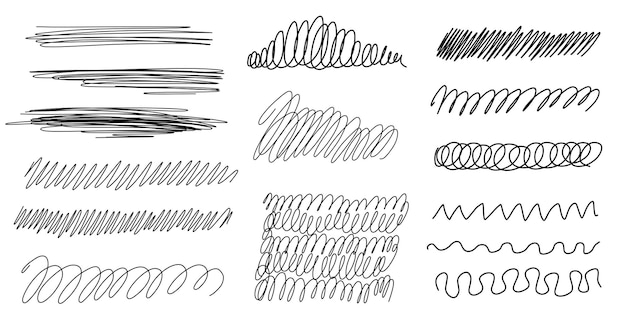 Conjunto de garabatos dibujados a mano Ilustración vectorial aislada en fondo blanco