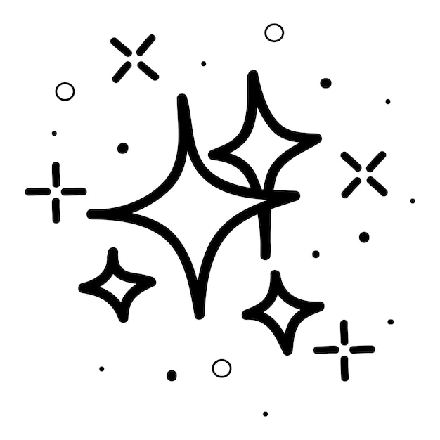 conjunto de garabatos de estrellas vectoriales icono de brillo icono de superficie limpia Estrellas de efecto de luz brillante y brillantes