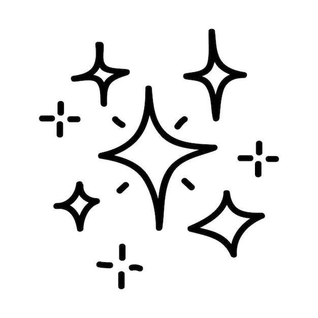 Vector conjunto de garabatos de estrellas vectoriales icono de brillo icono de superficie limpia estrellas de efecto de luz brillante y brillantes