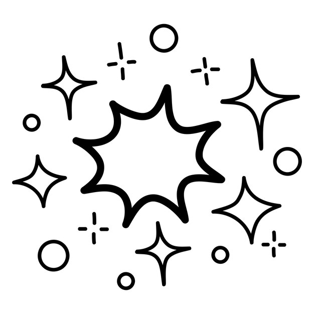 Conjunto de garabatos de estrellas vectoriales icono de brillo icono de superficie limpia Estrellas de efecto de luz brillante y ráfaga brillante aislado en la ilustración de vector de fondo blanco