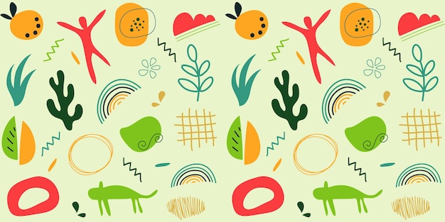 Conjunto de garabatos de moda e iconos de naturaleza abstracta sobre fondo blanco aislado Gran colección de verano formas orgánicas inusuales en estilo de arte matisse a mano alzada Incluyendo