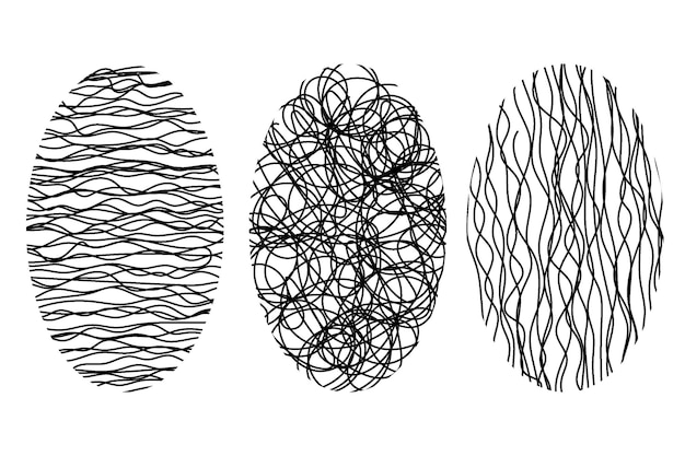Conjunto de garabatos ovales Elementos abstractos garabatos descuidados Ilustración vectorial aislada para su diseño