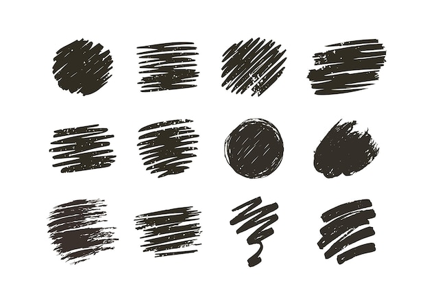 Conjunto de garabatos de vector de banner de marcador de grunge negro de vector libre