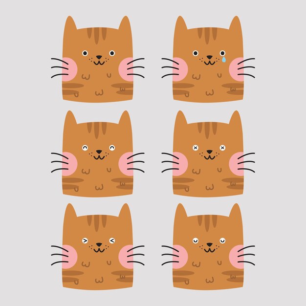 Vector conjunto de gatos de dibujos animados divertidos