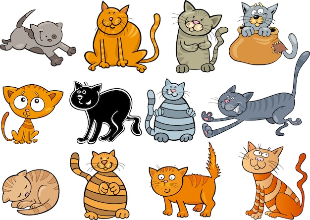 conjunto de gatos de dibujos animados