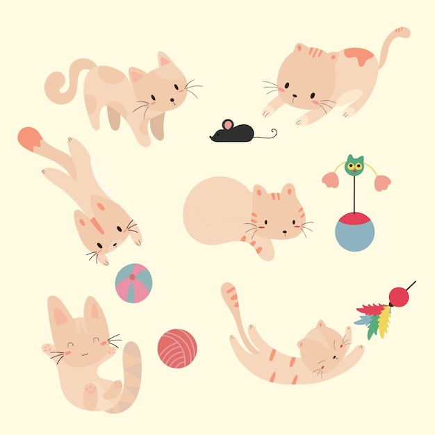 conjunto de gatos lindos