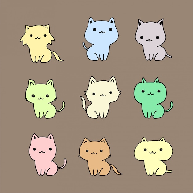 conjunto de gatos lindos